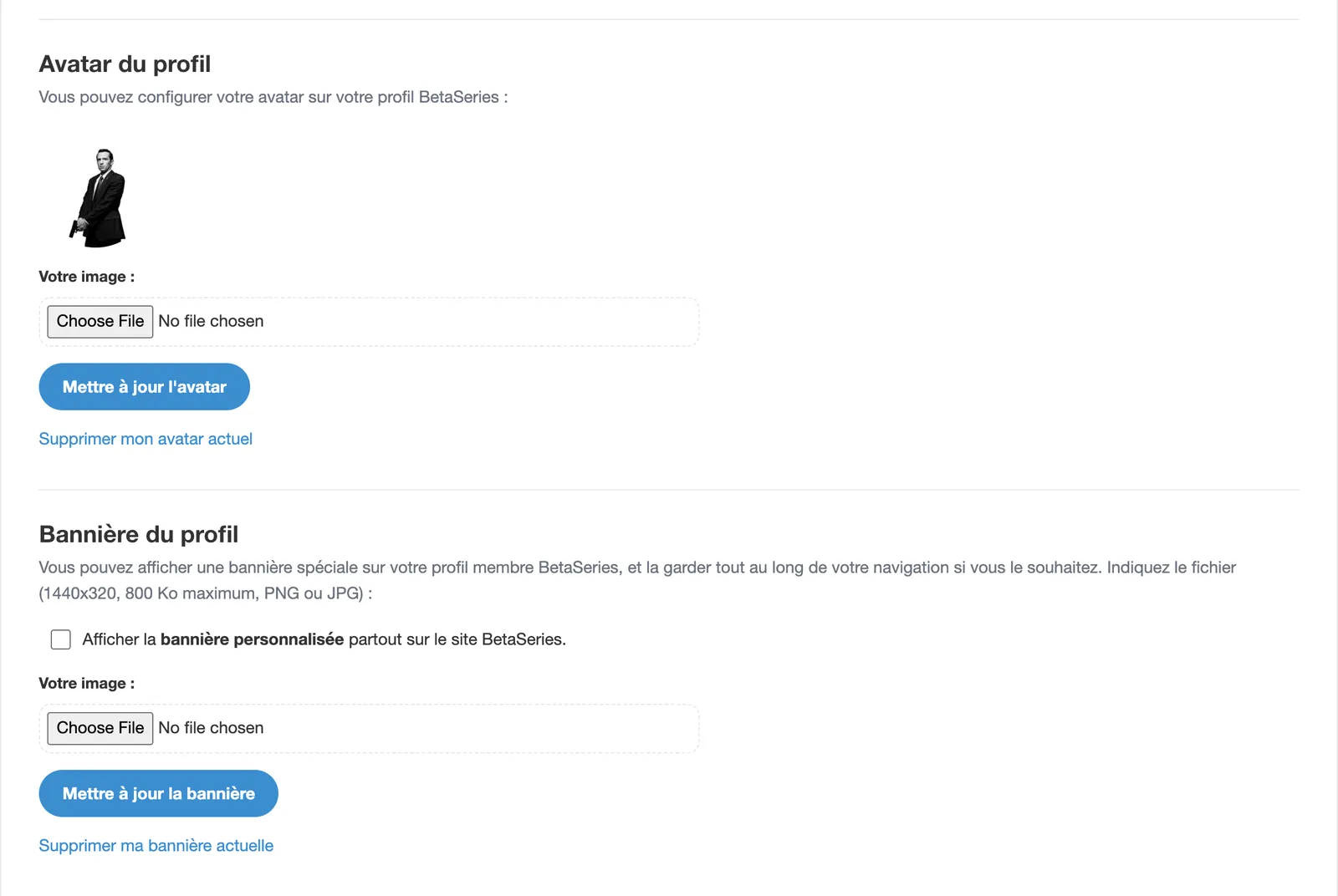 Rubriques Avatar du profil et Bannière du profil