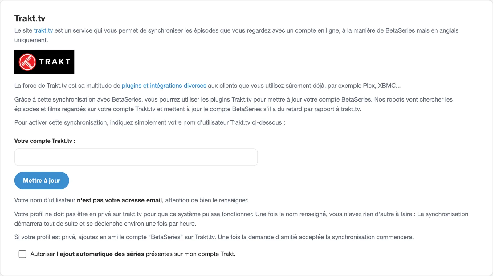 Page Trakt.tv